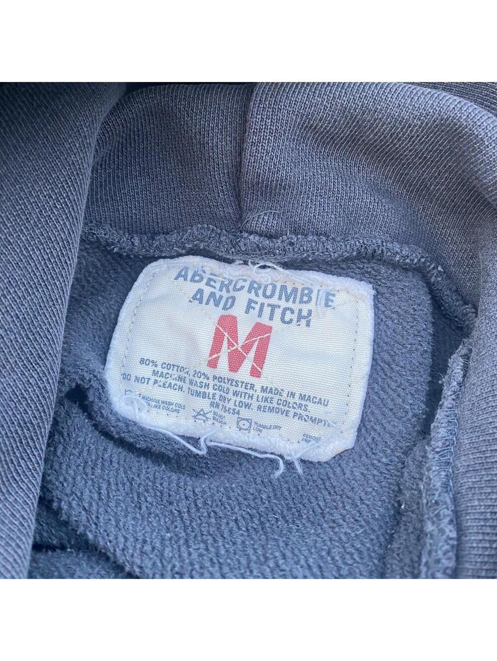 Vintage Abercrombie & Fitch Hoodie Men's M Faded Navy Blue Sweatshirt Skate Y2K - Picture 3 of 5